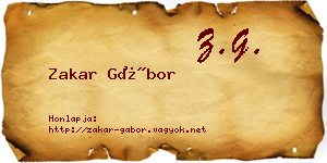 Zakar Gábor névjegykártya
